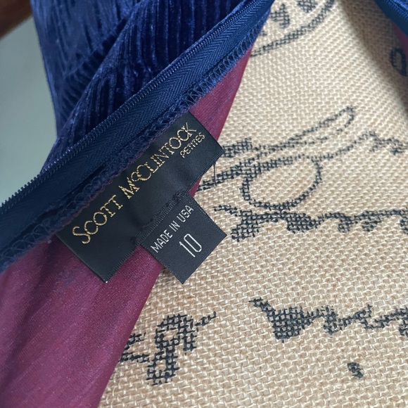 Vintage 90s Navy Crushed Velvet Maxi Dress By Scott McClintock Petites Size 10 - Picture 14 of 15